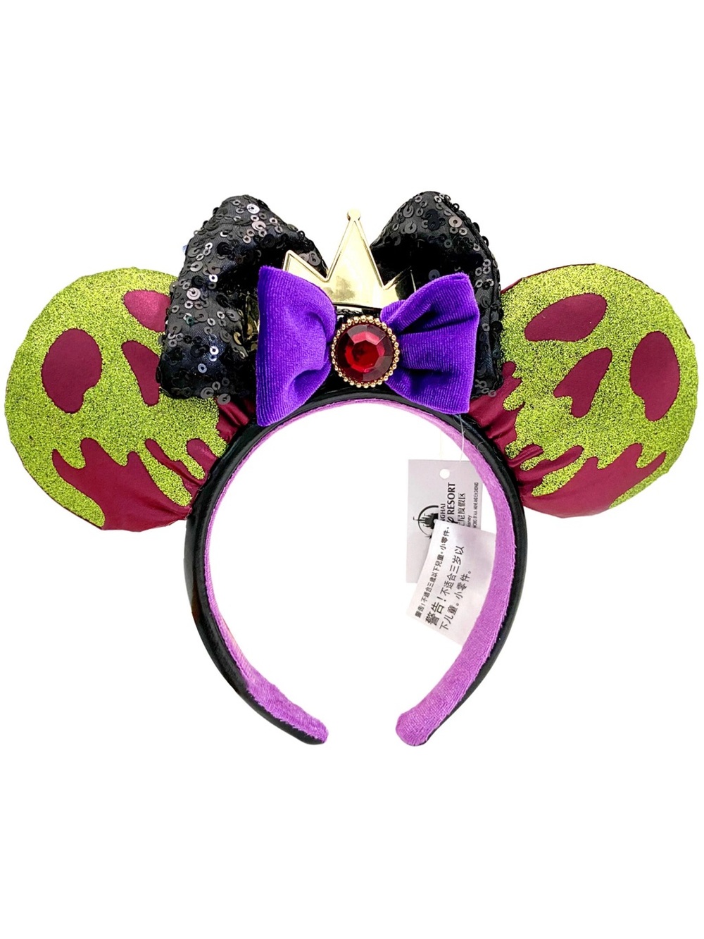 Disney Parks Headband Evil Queen Snow White Poison Apple Minnie Mouse Ear Bow
